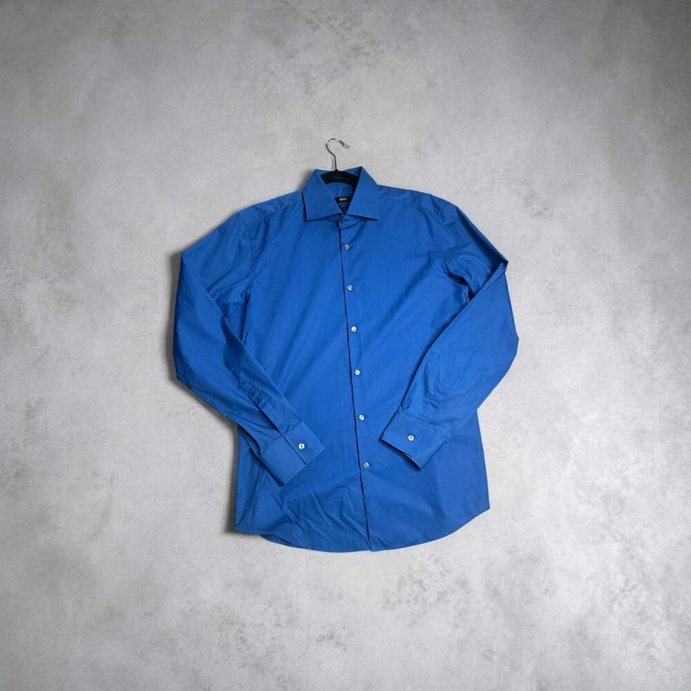 Hugo Boss Slim Fit Blue Long Sleeve Dress Shirt Size 42 16.5